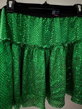 Green Sequin Tiered Mini Skirt